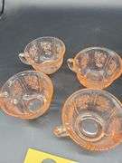 8 pics Cabbage Rose Pink Depression Glass