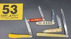 5 Knives and Case Sharpener Stone