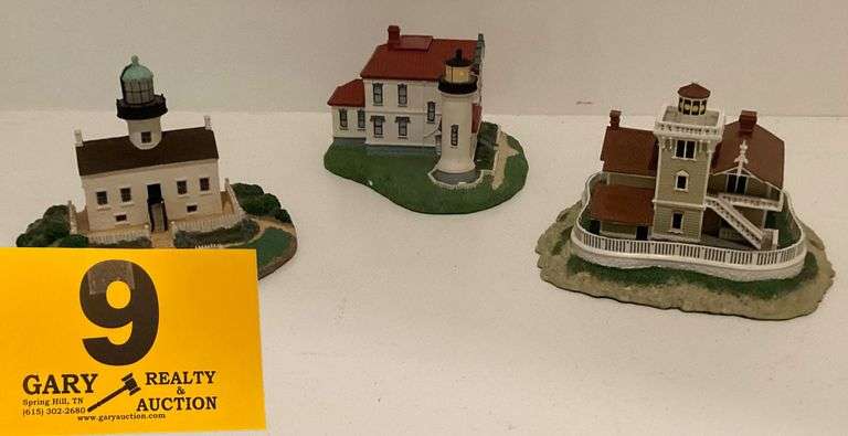 Collection of Danbury Mint West Coast Lighthouse Replicas