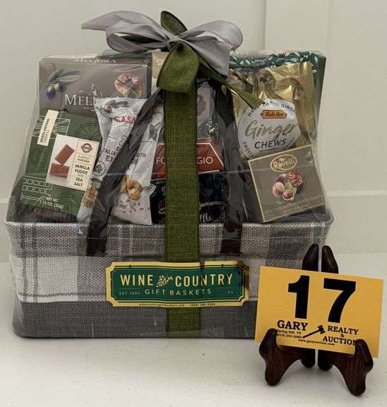 Wine Country Gift Basket, A gift basket with a variety of sweet treats.