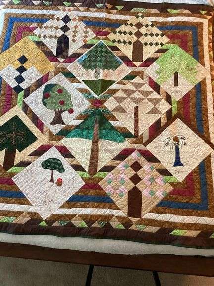 "12 Trees" Quilt handmade by Marianne Cooley