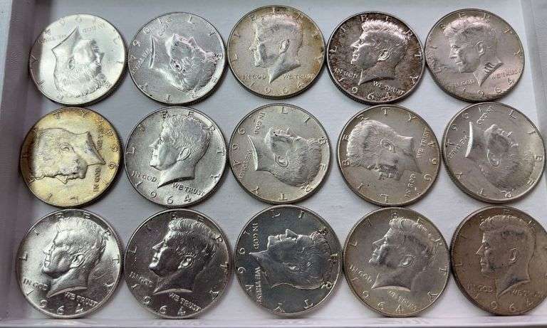 (15) 1964 Kennedy halves