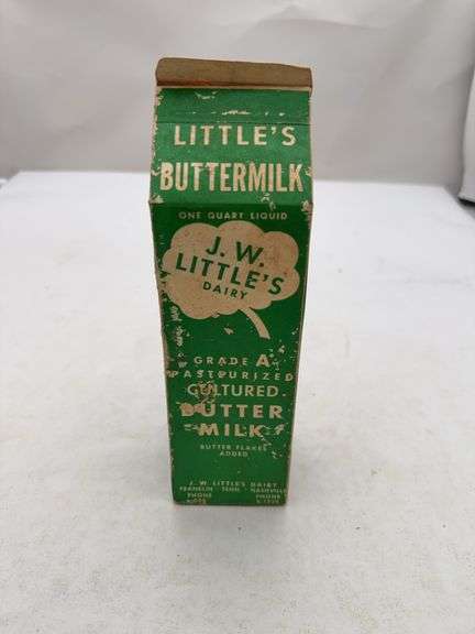 (2) J. W. Littles dairy milk cartons