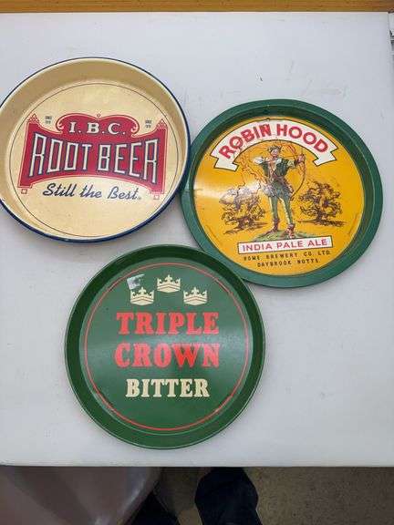 (3) metal serving trays