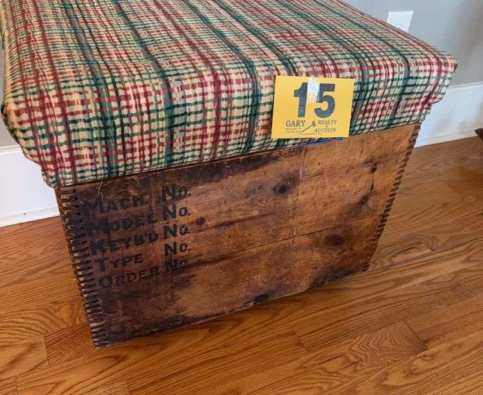 Remington type writer Dovetailed wooden box 25”x21”