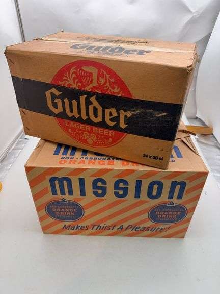 Mission & gulder beer cardboard boxes