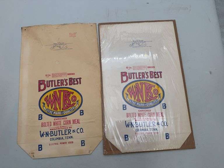 Butler white corn meal sacks