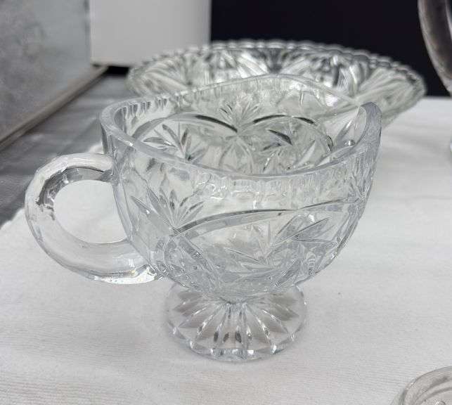 Pressed to Cut Pitcher and Other Pressed Glass -Some Chips