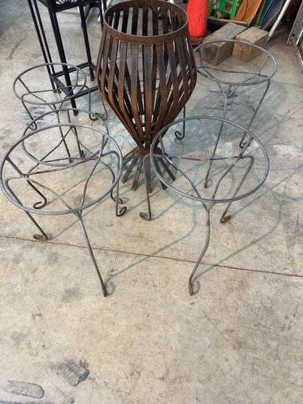 Metal stands, rug