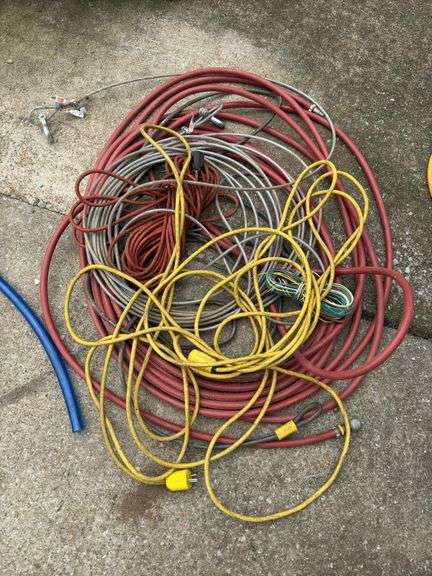 Manual sump pump, grease guns, air hoses, extension cords