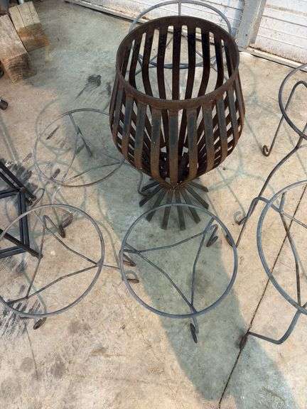 Metal stands, rug