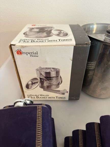Crown Royal flasks, ice buckets