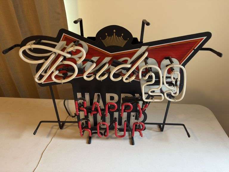 Bud 29 happy hour neon sign 27”x22”