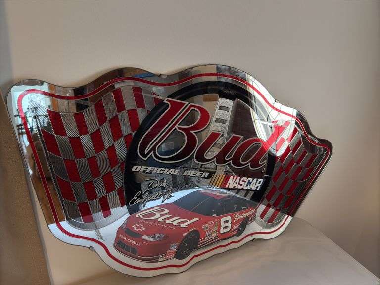 Bud nascar mirror sign 38”x22”