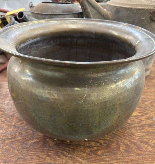 Brass buckets, watering cans