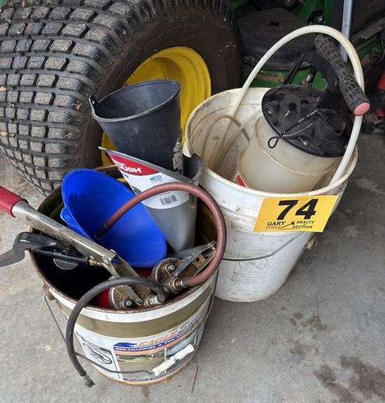Manual sump pump, grease guns, air hoses, extension cords