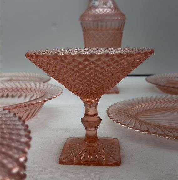 Miss America Pink Covered Compote and Other Pink Depression Glass