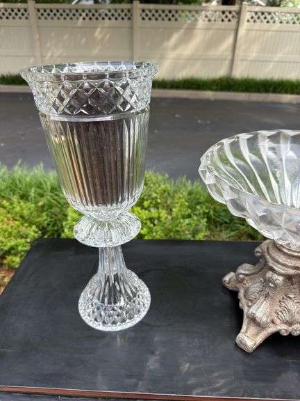 Crystal Pedestal Dish and Vase