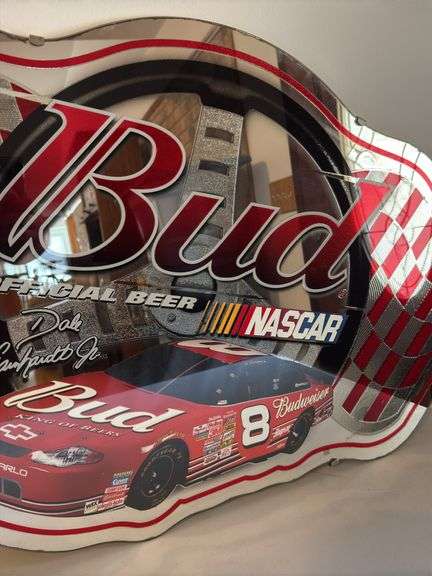 Bud nascar mirror sign 38”x22”