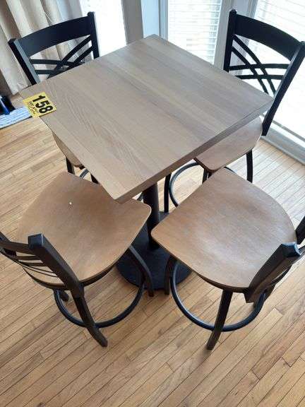 24” sq table and 4 barstools