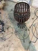 Metal stands, rug