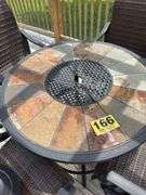40” round outdoor table and barstools