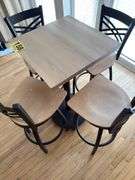 24” sq table and 4 barstools