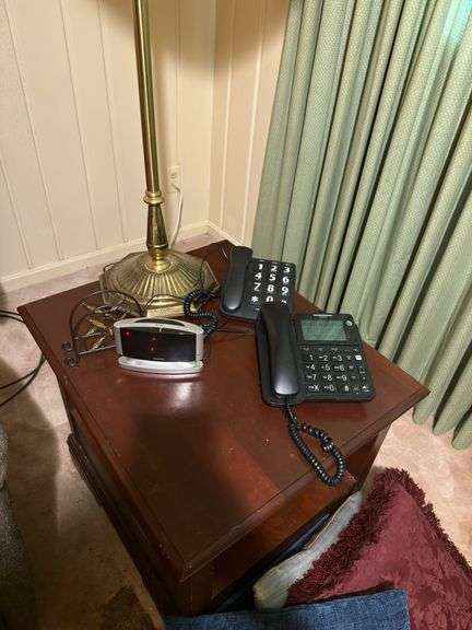 Phones, pillows floor lamp, table