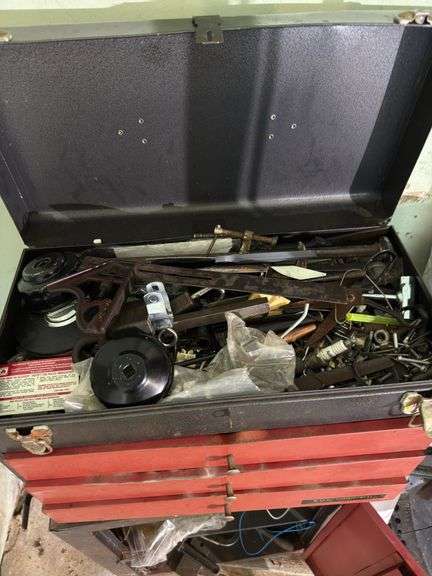 Toolbox with contents, shelf and contents