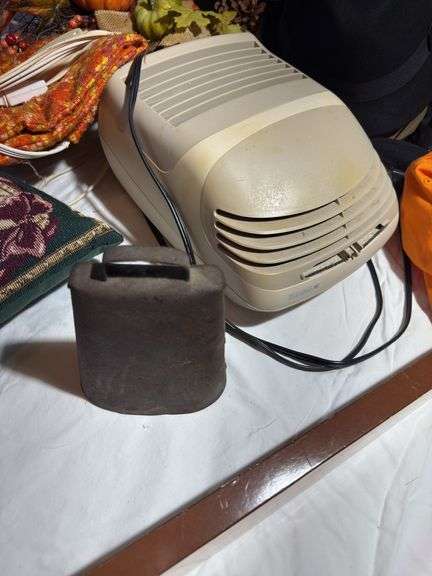 Sony player, heater, hats, mantle clock, etc