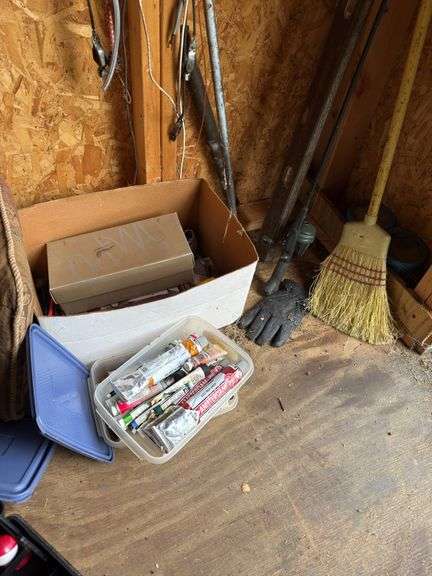 Black and decker, Tacklebox, misc contents of shed