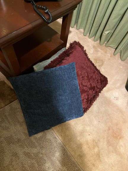 Phones, pillows floor lamp, table