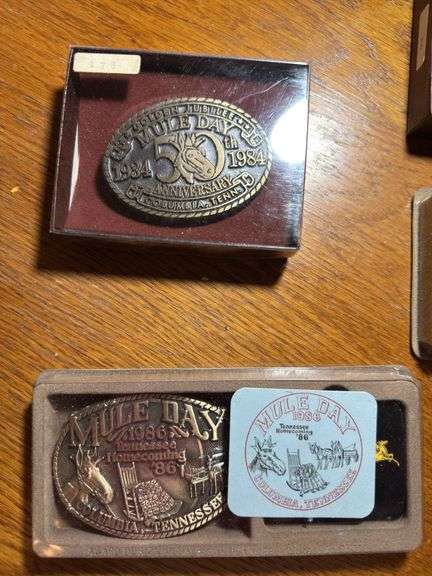 Mule day belt buckles