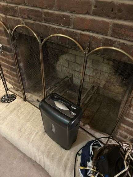 Paper shredder, fireplace screen, cords etc