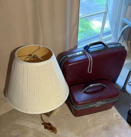 Suitcases, lamps, footstool etc