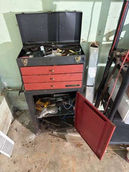 Toolbox with contents, shelf and contents