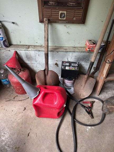 Gas cans, shovels, electric weedeater