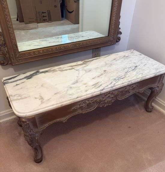 Pier mirror with marble stand 35”x13”x87”