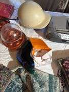 Sony player, heater, hats, mantle clock, etc