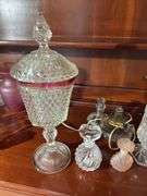 Assorted glassware and decorative items