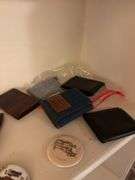 Charger, glass hats, wallets, pins etc