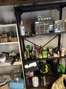 Back wall shelves and contents
