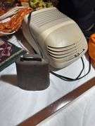 Sony player, heater, hats, mantle clock, etc