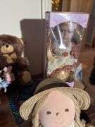 Dolls, basket etc