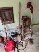 Gas cans, shovels, electric weedeater