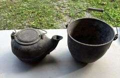 Cast iron pot and kettle