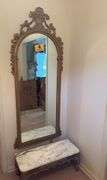 Pier mirror with marble stand 35”x13”x87”