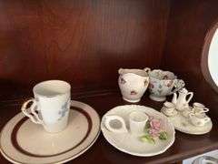 Assorted cups and saucers