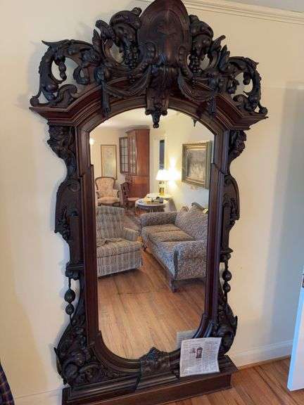 Victorian pier mirror 45x94”with 62x30” marble top base