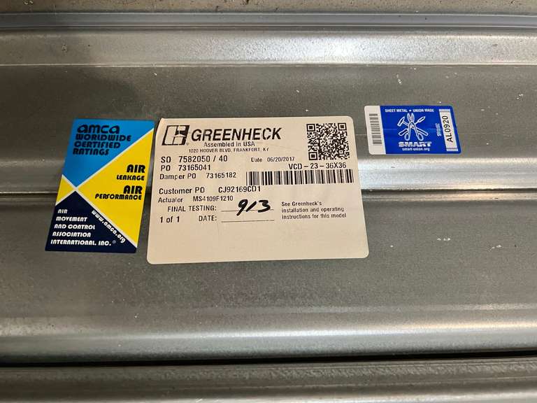 Greenheck Motorized Damper VCD23/ACME FloMaster Aluminum Fan Shutter